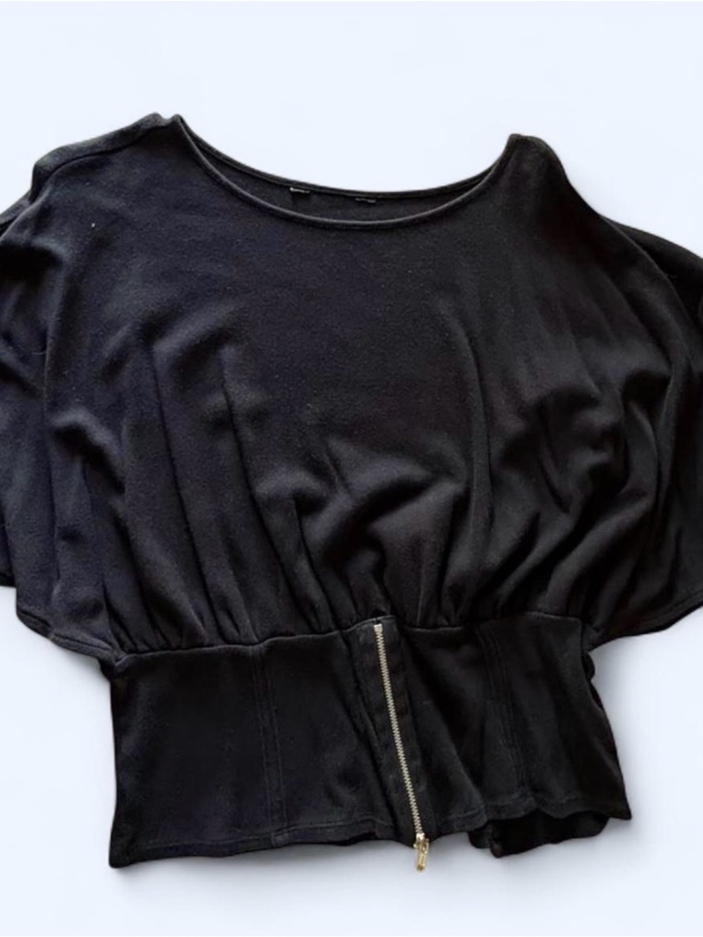 Black Women’s Zip-Front Waistband Top